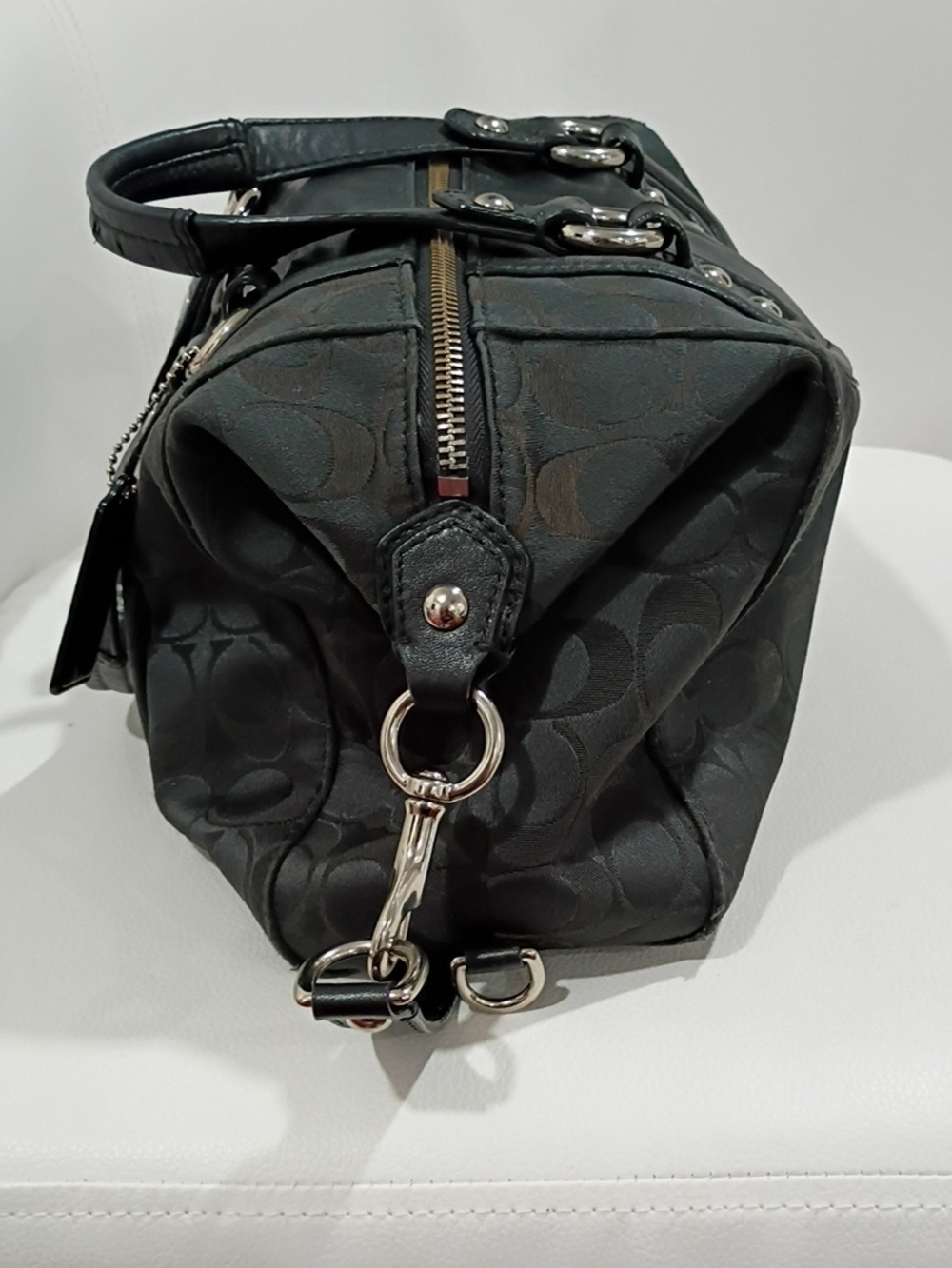 Coach Ashley Black Signature Satchel with Silver Hardware - Picture 4 of 10
